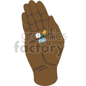 african american hand holding pills no background