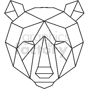 black and white bear head geometic shape vector clipart