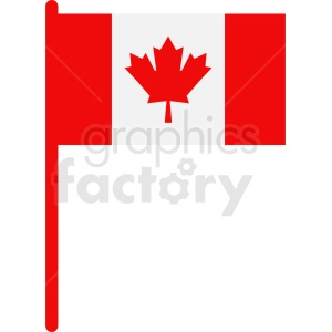 The clipart image depicts the national flag of Canada, known as the Maple Leaf or l'Unifolié in French. It features two vertical bands of red, with a white square between them and a stylized 11-point red maple leaf at the center.