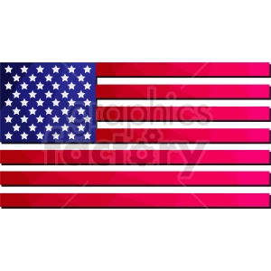 The clipart image features a stylized representation of the flag of the United States of America. It shows the familiar design with white stars arranged in a grid on a blue field at the top left corner, alongside horizontal stripes alternating typically red and white. In this particular image, however, the colors are depicted with a magenta and pinkish tone rather than the standard red, and the blue is darker, giving the flag a non-traditional color palette.