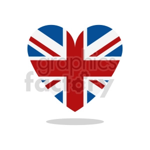 Great Britain heart vector clipart with shadow