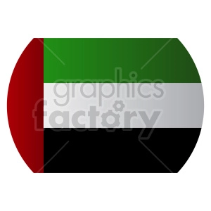 The image shows a stylized representation of the flag of the United Arab Emirates. It features the flag's four colors: green, white, black, and red, arranged in horizontal stripes with a red vertical bar at the hoist side. 