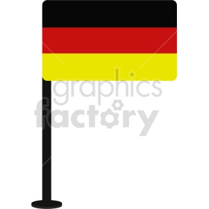 This image shows a clipart of a flagpole with the national flag of Germany. The flag is composed of three horizontal bands of black (top), red (middle), and gold (bottom).