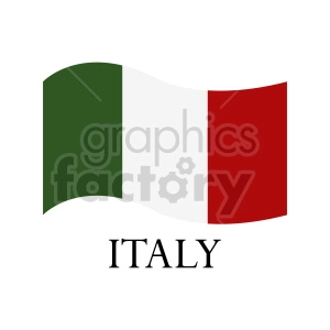 The clipart image shows a stylized representation of the flag of Italy, consisting of three vertical bands of green, white, and red. Below the flag is the word ITALY in capital letters.