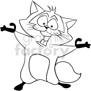 The image is a black and white clipart of a cartoon squirrel standing upright with a surprised or excited expression. It appears to have large, exaggerated features, such as big eyes and a fluffy tail, which are typical for a stylized cartoon character.