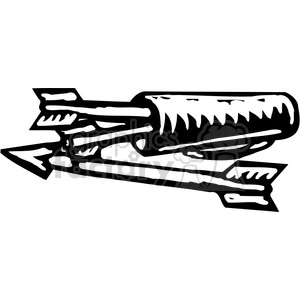 The clipart image depicts a stylized silhouette of a quiver full of arrows alongside a bow. Both items are typical equipment for archery.