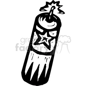 The clipart image depicts a cartoonish drawing of a firecracker with a lit fuse on top, giving off a small explosion or spark. The firecracker has a star symbol on it, making it reminiscent of celebrations like the 4th of July.