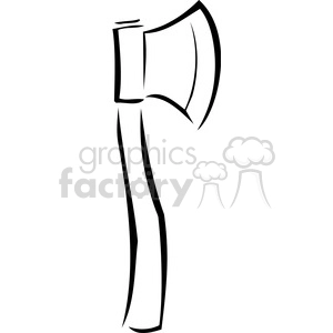 The image is a black and white clipart of an axe. The axe has a simple design with a prominent head and a slightly curved handle.