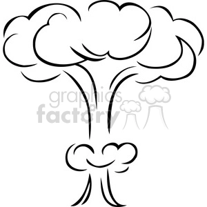 This clipart image depicts a stylized representation of a mushroom cloud, which is typically associated with a large explosion, such as that from a nuclear bomb.