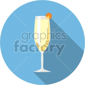champagne glass with blue circle background flat icons