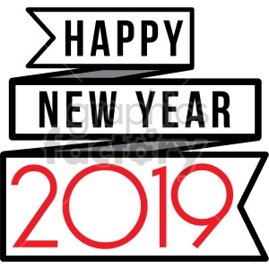 2019 happy new year ribbon bottom