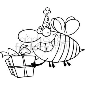 Happy Bee Carries Gift