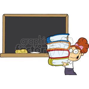 2999-Student-Girl-With-Books-In-Front-Of-School-Chalk-Board