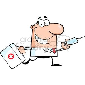 2902-Doctor-Running-With-A-Syringe-And-Bag