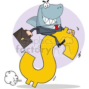 business shark riding a dollar symbol