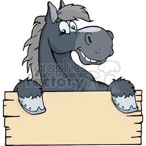 3364-Happy-Cartoon-Horse-With-A-Blank-Sign
