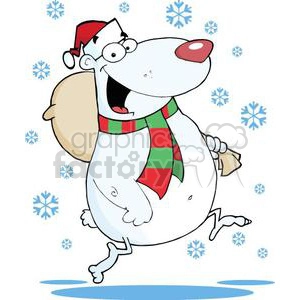3323-Happy-Santa-Bear-Runs-With-Bag-In-The-Snow