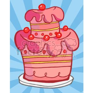 3495-Royalty-Free-RF-Clipart-Illustration-Pink-Two-Tiered-Cake