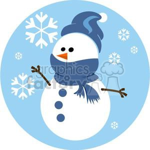 snowman with blue scarf and hat