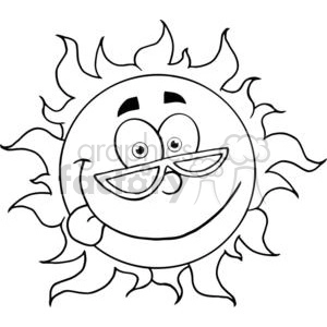 4035-Happy-Sun-Mascot-Cartoon-Character-With-Shades