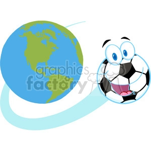 102550-Cartoon-Clipart-Cartoon-Soccer-Ball-Fly-Around-The-Globe