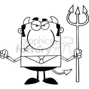 Clipart of Angry Devil With A Trident