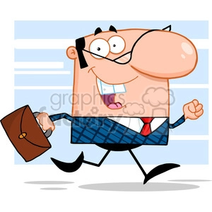 RF Lucky Business Manager Running To Work With Briefcase