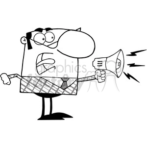 Clipart of Excited Business Manager Speaking Through A Megaphone