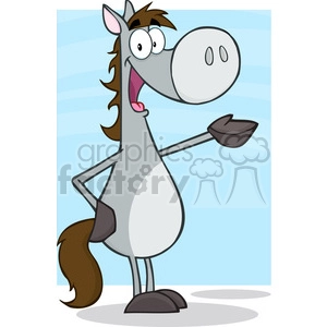 5683 Royalty Free Clip Art Gray Horse Cartoon Mascot Character