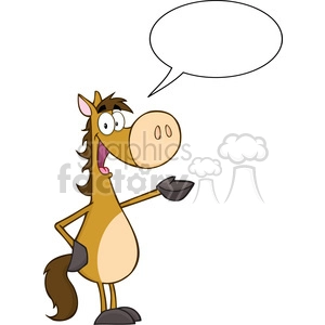 5678 Royalty Free Clip Art Horse Cartoon Mascot Character With Speech Bubble