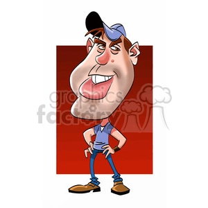 The clipart image shows a cartoon character that resembles the famous Spanish singer and songwriter Enrique Iglesias. The character has brown hair, brown eyes, and is wearing a blue shirt. He is also smiling with his arms outstretched.
