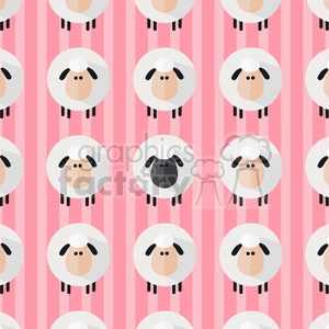 8236 Royalty Free RF Clipart Illustration Sheep Pattern Modern Flat Design Vector Illustration