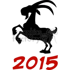 The clipart image features a silhouette of a goat standing on its hind legs, appearing celebratory or playful, which is associated with the Chinese Zodiac symbol for the Year of the Goat. Below the goat, there is the number 2015 in large red numerals, suggesting that the image was created for the Chinese New Year celebrations of 2015, which was the Year of the Goat according to the Chinese Zodiac.