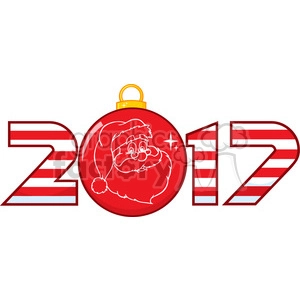 2017 new years eve greeting with christmas ball and santa face vector