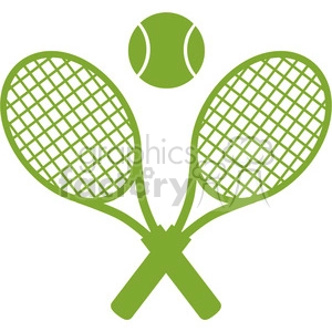 green crossed racket and tennis ball vector illustration isolated on white