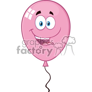 The clipart image depicts a cartoon mascot character in the shape of a pink balloon with a smiling face. The image conveys a sense of fun and happiness, making it suitable for use in party or celebration-related contexts such as birthdays or fiestas.