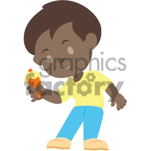 african american boy eating ice cream vector illustration