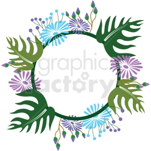 flower border circle frame vector graphic