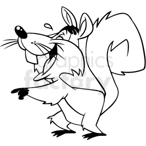 black and white laughing squirrel vector clipart