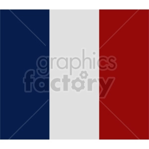 The image is a representation of the national flag of France, also known as the Tricolour or the Tricolore. It consists of three vertical bands of equal width, with the colors blue on the hoist side, white in the middle, and red on the fly side.