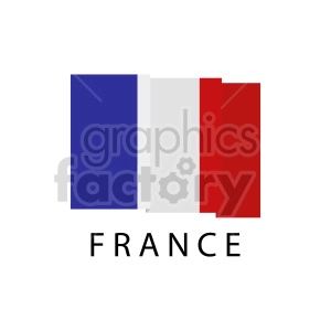 The image displays a digital illustration of the national flag of France, consisting of three vertical bands of equal width with colors from left to right: blue, white, and red. Below the flag is the word FRANCE in capital letters, likely indicating the country the flag represents.