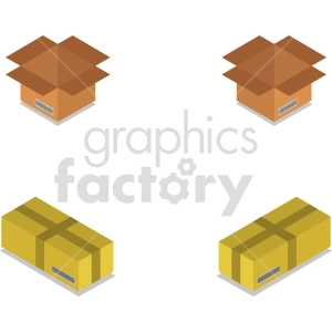 isometric boxes vector icon clipart 3