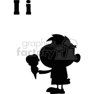 I as in Ice Cream A Silhouette Of A Boy Eating Ice Cream