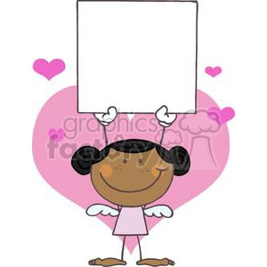 African American Stick Cupid Girl with A Banner