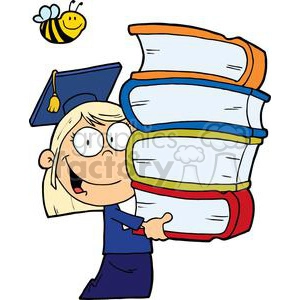  Graduation Blond Girl Carrying Four Books In Her Hands