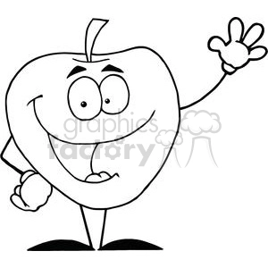 2830-Happy-Cartoon-Apple-Waving-A-Greeting