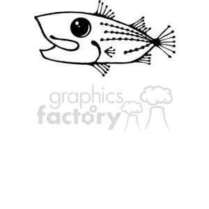 The clipart image depicts a stylized black and white drawing of a fish. The fish has a large eye, noticeable fins, and distinct markings along its body, which may represent scales or patterns typical of certain fish species.