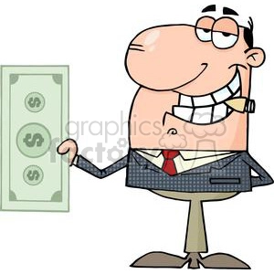 businessman holding a big dollar bill
