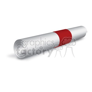 The clipart image shows a rolled-up document or diploma with a red ribbon or band around it. The document appears to be a scroll of white paper typically used for formal certifications or awards.