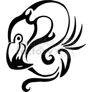 The image depicts a stylized outline of a flamingo in a tribal art or tattoo style. The design is black and white, optimized for vinyl cutting or similar applications where a clean, clear outline is required.
